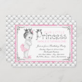 Roze prinses eerste verjaardagsfeestje kaart (Voorkant / Achterkant)