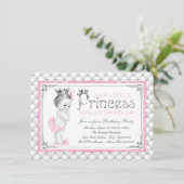 Roze prinses eerste verjaardagsfeestje kaart (Staand voorkant)