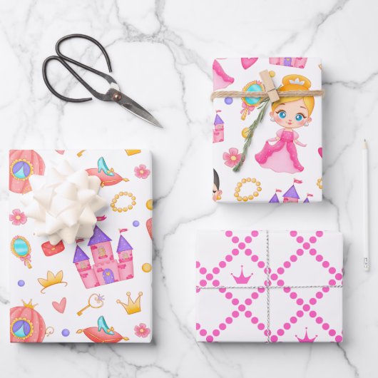 Roze prinses en Castle met Pattern Inpakpapier Vel (Voorkant)