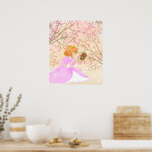 Roze prinses en eekhoorntjesposter poster (Keuken)