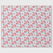 Roze prinses en wagen cadeaupapier (Vlak)