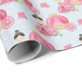 Roze prinses en wagen cadeaupapier (Rol Hoek)