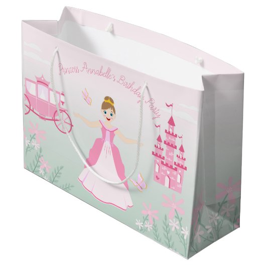 Roze Prinses Fantasy Verjaardagsfeestje Groot Cadeauzakje (Achterkant Gekanteld)