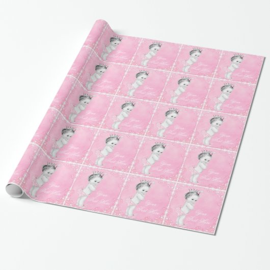 Roze prinses inpakpapier (Uitgerold)