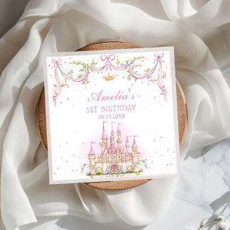 Roze Prinses Kasteel Verjaardag Party Papier serve Servet