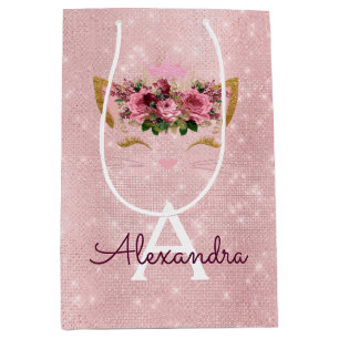 Roze Prinses Kitten Roos Goud Blush Roze Glitter Medium Cadeauzakje