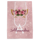 Roze Prinses Kitten Roos Goud Blush Roze Glitter Medium Cadeauzakje (Achterkant)