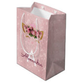 Roze Prinses Kitten Roos Goud Blush Roze Glitter Medium Cadeauzakje (Achterkant Gekanteld)