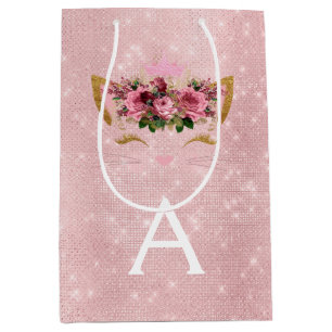 Roze Prinses Kitten Roos Goud Blush Roze Glitter Medium Cadeauzakje