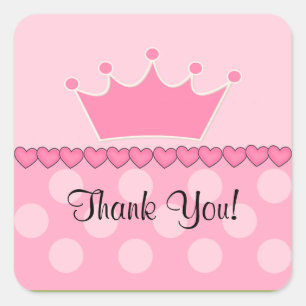 Roze Prinses Kroon Dank u Vierkante Sticker! Sticker