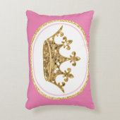 Roze prinses kroon goud Custom Kussen (Voorkant(Verticaal))