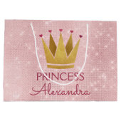 Roze Prinses Kroon Roos Goud Verjaardag Large Cadeautasje (Achterkant)