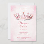 Roze Prinses Kroon Sprookjesfeest Kaart (Voorkant)
