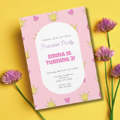 Roze Prinses Meisjes Verjaardagsfeest Uitnodiging