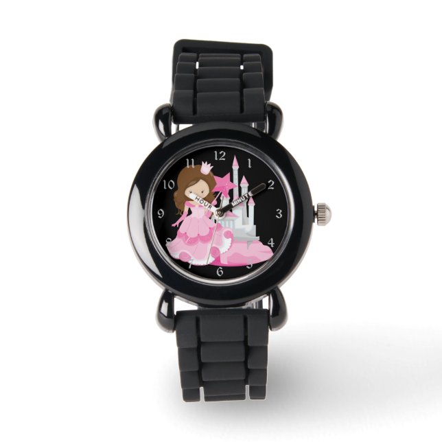  roze prinses met Castle Horloge (Voorkant)