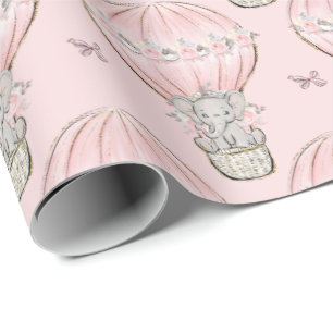 Roze Prinses Olifant Heet Lucht Ballon  Cadeaupapier