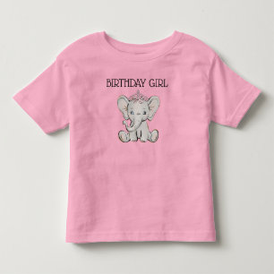 Roze Prinses Olifant Verjaardagsmeisje Kinder Shirts