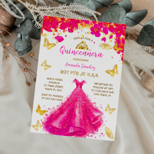 Roze Prinses Quinceanera Bloemen Kaart