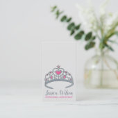roze prinses Silver Tiara Crown Visitekaartje (Staand voorkant)