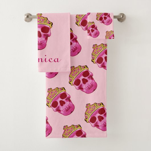 Roze prinses Skull Skeleton Bad Handdoek (Insitu)