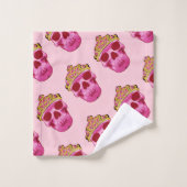 Roze prinses Skull Skeleton Bad Handdoek (Wasdoekje)