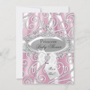 Roze prinses Sparkle Diamond Baby shower Invite Kaart