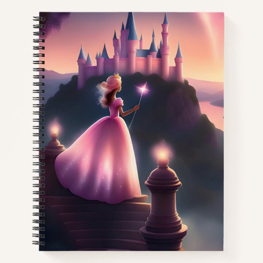 Roze Prinses Spiraal Notebook - Betoverend Notitieboek (Voorkant)