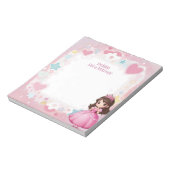 Roze prinses thema brunette gepersonaliseerde mits notitieblok (Gedraaid)