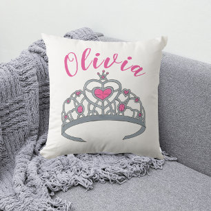 -roze prinses Tiara Crown Persoonlijk Kussen