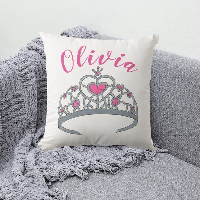 -roze prinses Tiara Crown Persoonlijk Kussen (Tiara Pillow)
