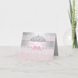 Roze Prinses Tiara & Kanten Bedankkaart