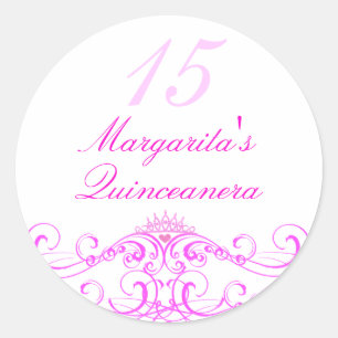 Roze Prinses Tiara Quinceanera Sticker