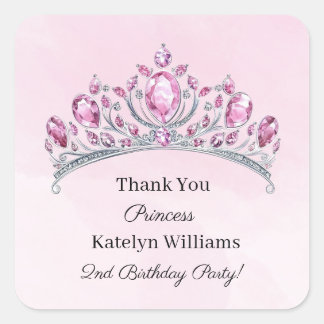 Roze Prinses Verjaardag Bedankt Stickers