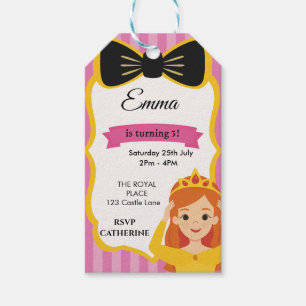 Roze Prinses Verjaardag Uitnodigen   tateraar Cadeaulabel