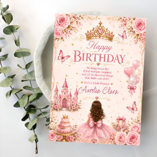 Roze Prinses Verjaardagsgroet Kaart