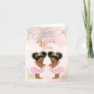 Roze prinses vintage baby meisje tweeling bedankt