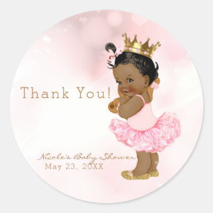 Roze Prinses Vintage Donkere Feestcadeautje voor B Ronde Sticker