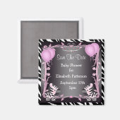 Roze Prinses Zebra Baby shower Save The Date Magneet (Voorkant / Achterkant)