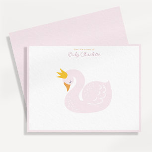 Roze Prinses Zwanen Kraam Briefkaart