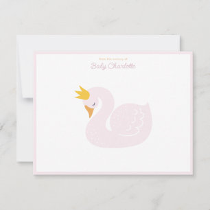 Roze Prinses Zwanen Kraam Briefkaart