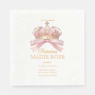 Roze Prinsessen Kroon Sprookje Verjaardag Servet