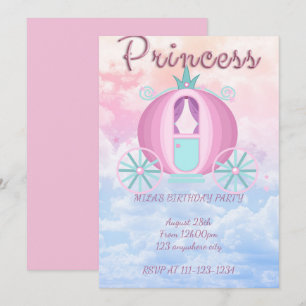 ROZE PRINSESSEN VERJAARDAGSUITNODIGING KAART