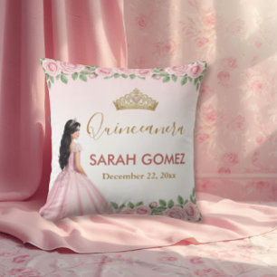 Roze Prinsessenjurk Gouden Tiara Quinceañera Kussen