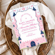 Roze prinsessenkasteel babyshower voor lieve schat