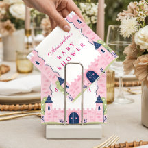 Roze prinsessenkasteel babyshower voor lieve schat
