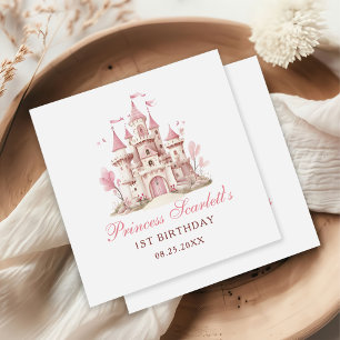 Roze Prinsessenkasteel Meisje Verjaardagsfeestje Servet