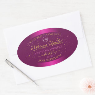 Roze productlabels Gold Soft Glitter Logo Ovale Sticker