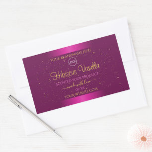 Roze productlabels Gold Soft Glitter Logo Rechthoekige Sticker