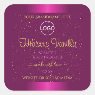 Roze productlabels Gold Soft Glitter Logo Vierkante Sticker