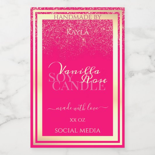 Roze Productverpakkingslabels met gouden frame Voedselcontainer Etiket (Enkel label)